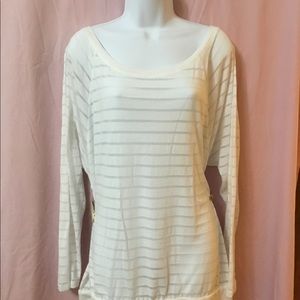Simple white on white striped top
